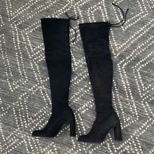 Stuart Weitzman Hiline over-the-knee boots - black suede - size 6.5